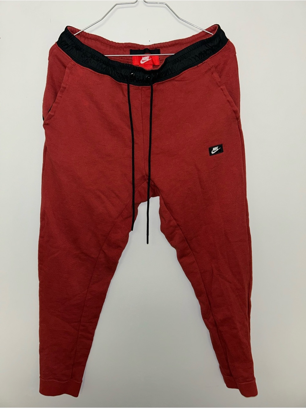 Nike Red Jogger Sweatpants with Black Waistband size M